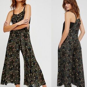 FREE PEOPLE FP ONE Antonia Floral Wide Leg Jumpsuit Overalls